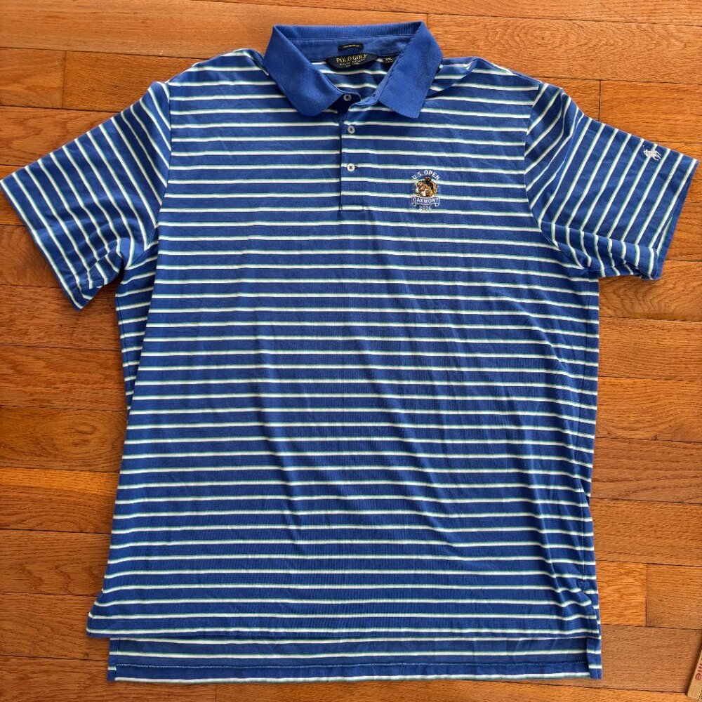 Polo Golf Ralph Lauren Shirt Mens XXL Performance Striped U.S. Open Oakmont Pony